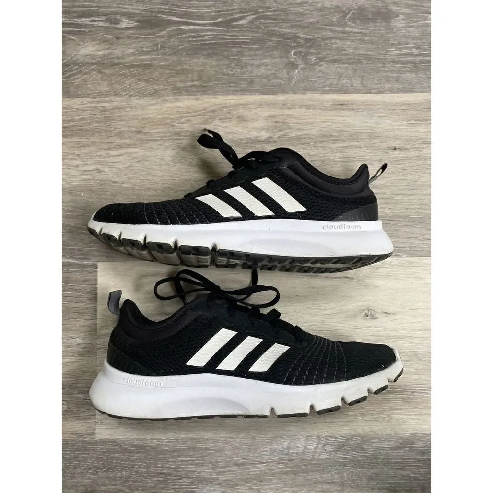 Adidas Womens Cloudfoam LVL 02009 Black Running Shoes Sneakers Size 9